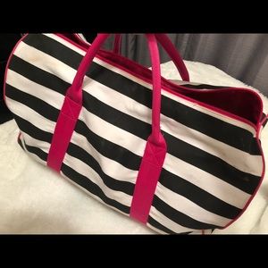 Victoria’s Secret black and white stripes bag